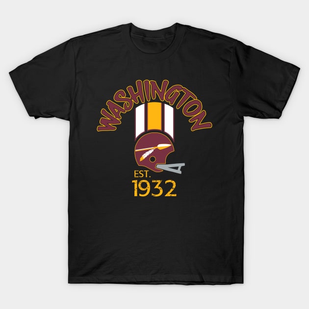 Classic Washington Football Helmet EST 1932 T-Shirt by FFFM